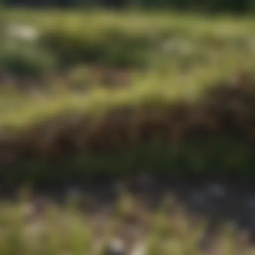 A close-up view of dry and brittle grass blades