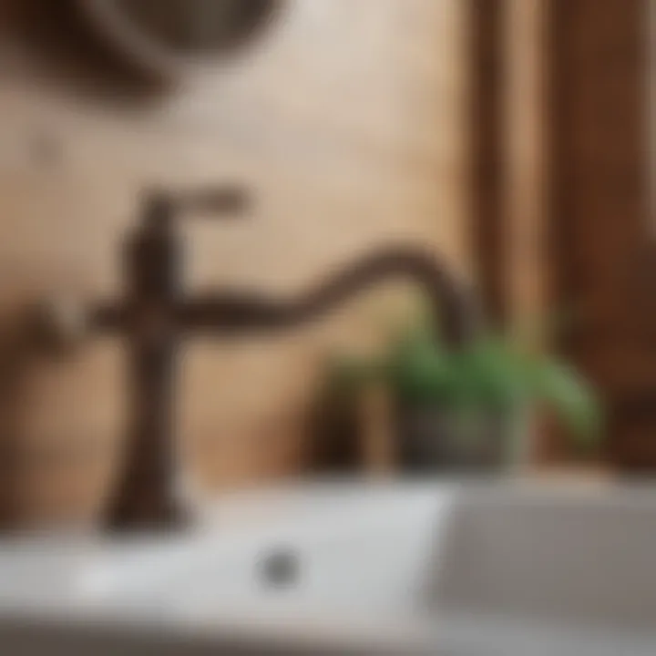 Elegant rustic farmhouse faucet in a vintage bathroom setting