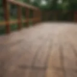 Close-up view of a deck surface before sanding