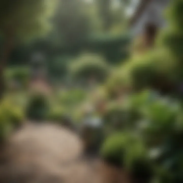 A well-maintained yard showcasing healthy plants and a watering can.