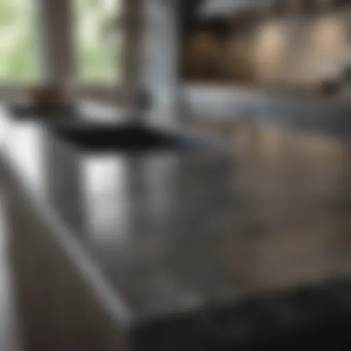 A pristine granite countertop reflecting light