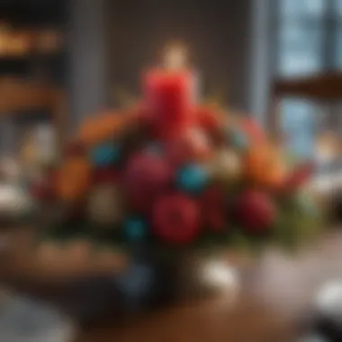 A Vibrant Christmas Centerpiece Colorful centerpiece with seasonal elements