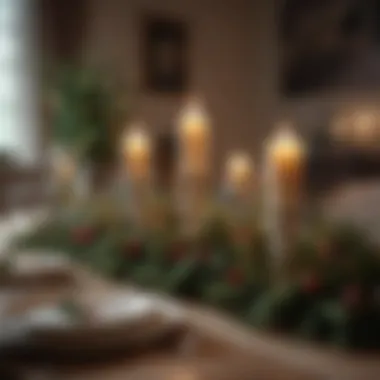 A Festive Table Setting with Candles Festive table setting with candles and greenery