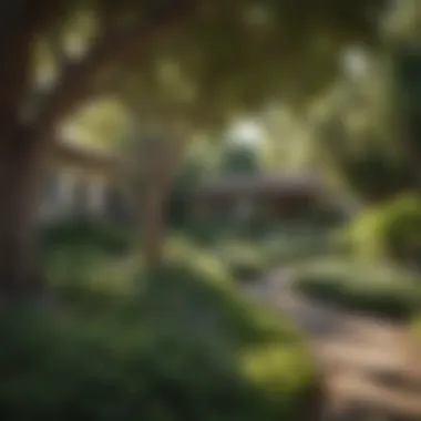 Beautiful Garden with Shade Trees A well-maintained garden showcasing the beauty of shade trees