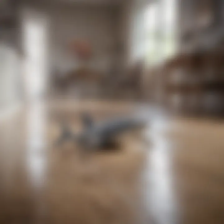 Demonstration of Shark floor robot performing cleaning tasks in a living room.