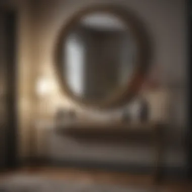 Chic Console and Mirror in Small Foyer Chic small foyer with a stylish console table and decorative mirror