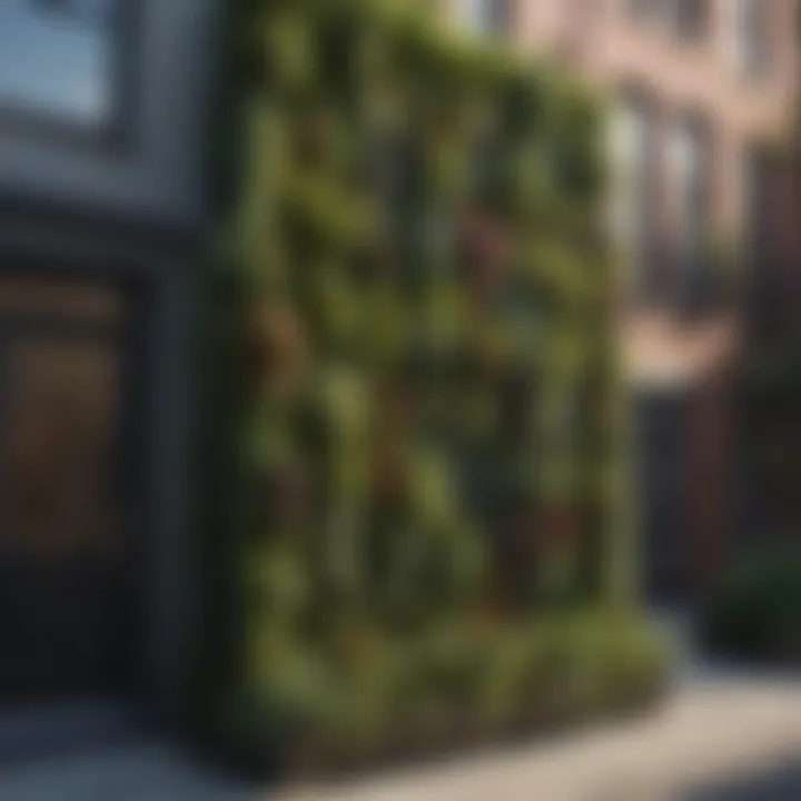 Vertical garden features on a townhouse facade