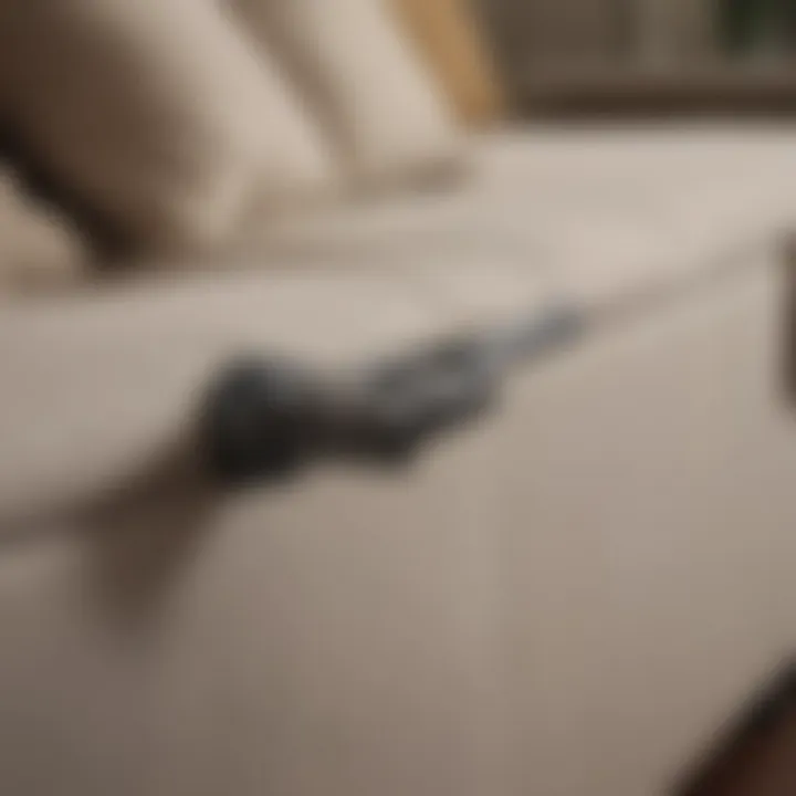 Close-up of the zip-off mechanism on a stylish sofa