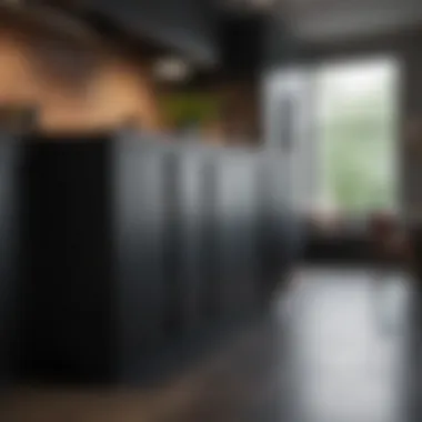 Elegant standalone cabinet with intricate design in a modern kitchen setting