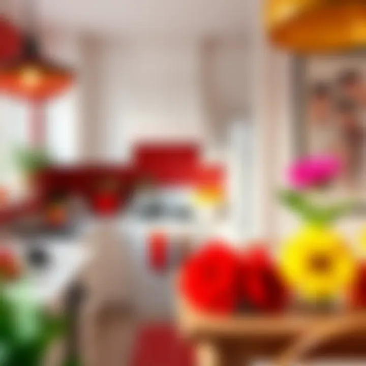 Inviting Kitchen with Vibrant Accents An inviting kitchen with vibrant color accents