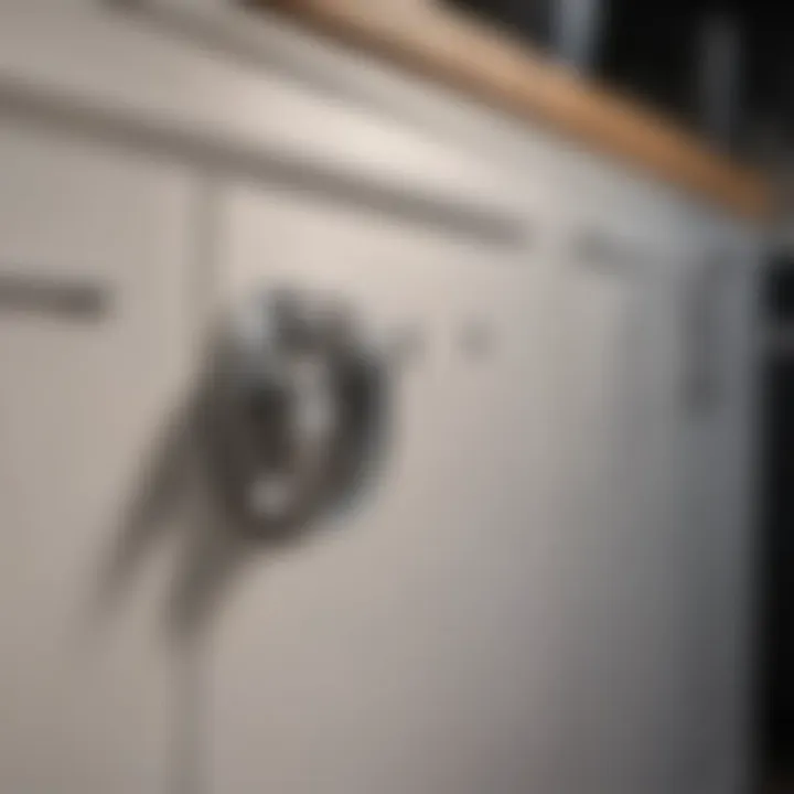 Close-up of a kitchen cabinet handle for ergonomic analysis