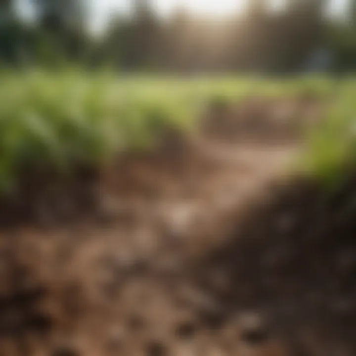 A close-up of soil showing moisture retention