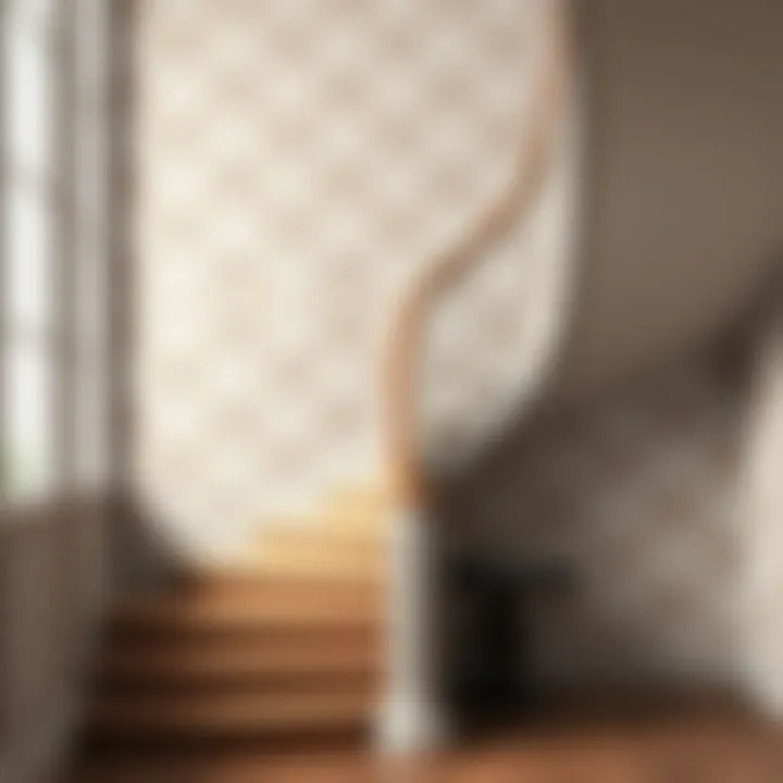 Elegant staircase with wallpaper design
