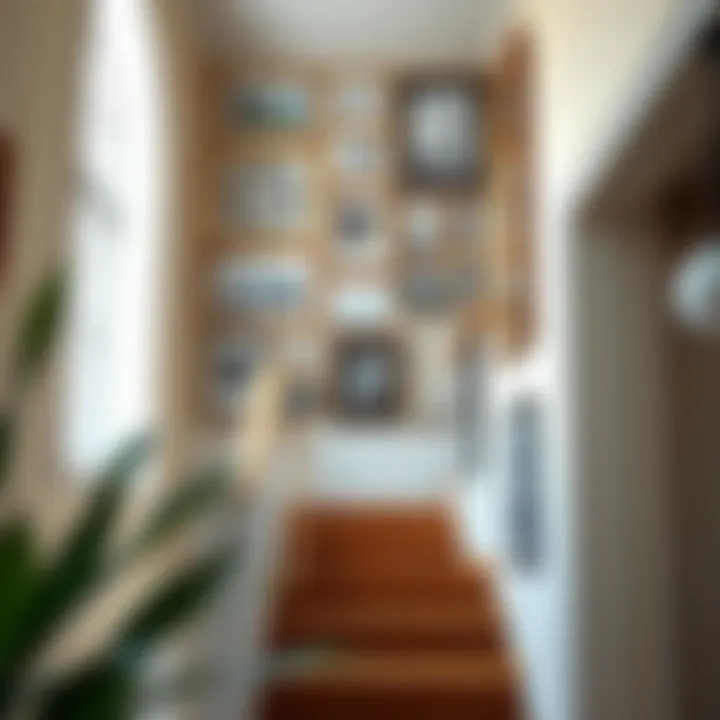 Gallery-style staircase with framed pictures