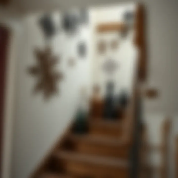 Rustic staircase featuring decorative elements