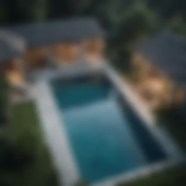 Aerial view of a luxurious swimming pool enhancing property appeal