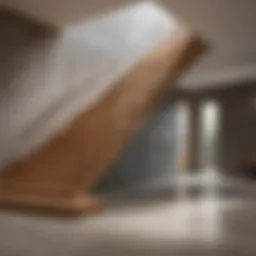Elegant wooden staircase leading to a basement