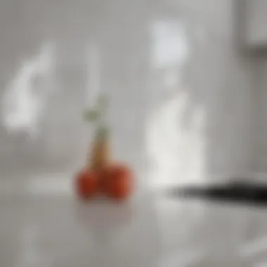 Light-Reflecting White Tiles Close-up of white tiles reflecting light in a modern kitchen