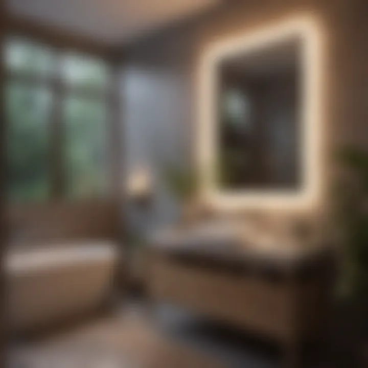 Cozy bathroom setting with layered lighting