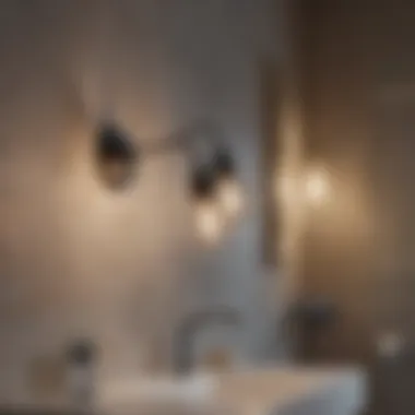 Close-up of modern lighting fixtures in a bathroom