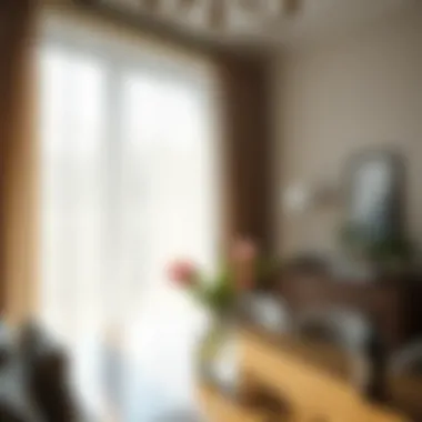 Chic sheer drapes creating an airy atmosphere in a dining area