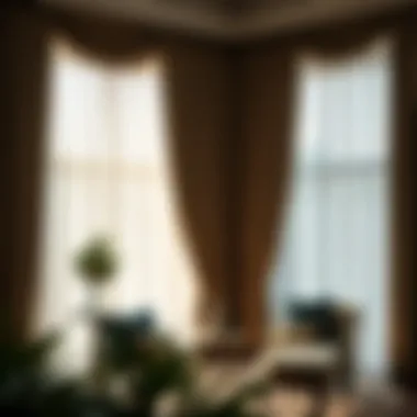 Luxurious curtain drapes enhancing a cozy living room