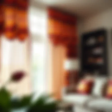 Vibrant patterned drapes adding character to a modern space