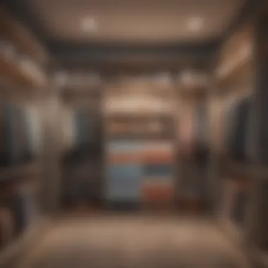 An elegantly organized closet showcasing a gradient of colors