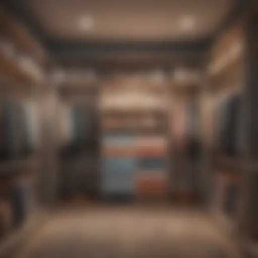 An elegantly organized closet showcasing a gradient of colors