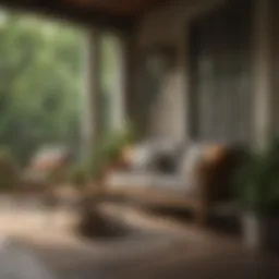 Elegant porch couch in a serene outdoor setting