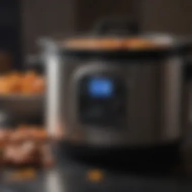 Close-up of programmable settings on a medium size crock pot