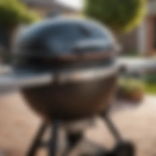 A close-up view of a high-quality Weber grill showcasing its sleek design and features.