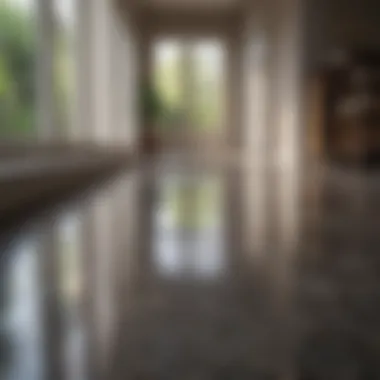 A clean floor reflecting light from a window