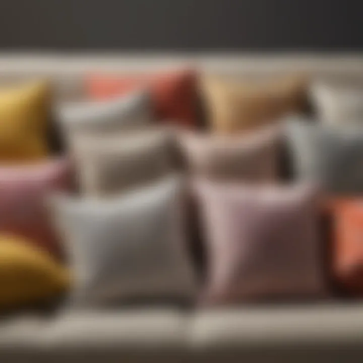 A side view of pillows in various shapes and designs