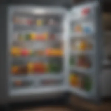 Interior view of refrigerator with organized compartments