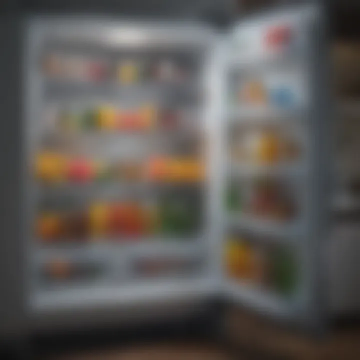 Interior view of refrigerator with organized compartments