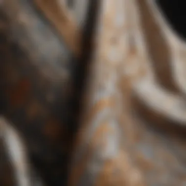 Intricate Fabric Patterns A close-up of intricate fabric patterns on a fancy robe