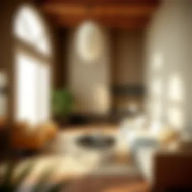 The Golden Ratio in Interior Design A serene interior scene that exemplifies the golden ratio in spatial layout and furniture arrangement.