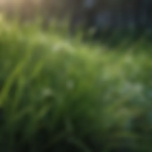 Close-up of healthy grass blades showing vibrant color