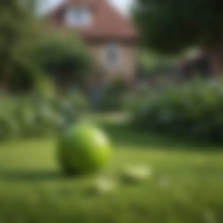 Visual representation of lime application on a lawn