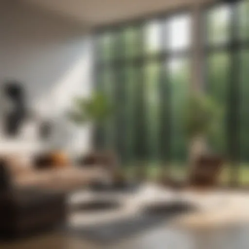 Sleek and modern living room showcasing pristine window screens
