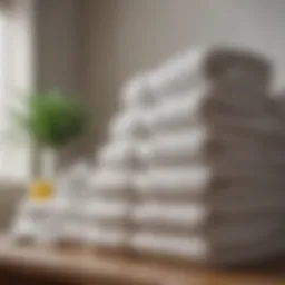 A visually appealing arrangement of freshly washed linens and towels stacked neatly.