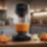 An artistic display of a handheld emulsifier blender highlighting its sleek design.