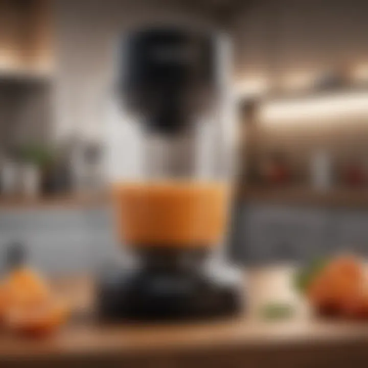 An artistic display of a handheld emulsifier blender highlighting its sleek design.