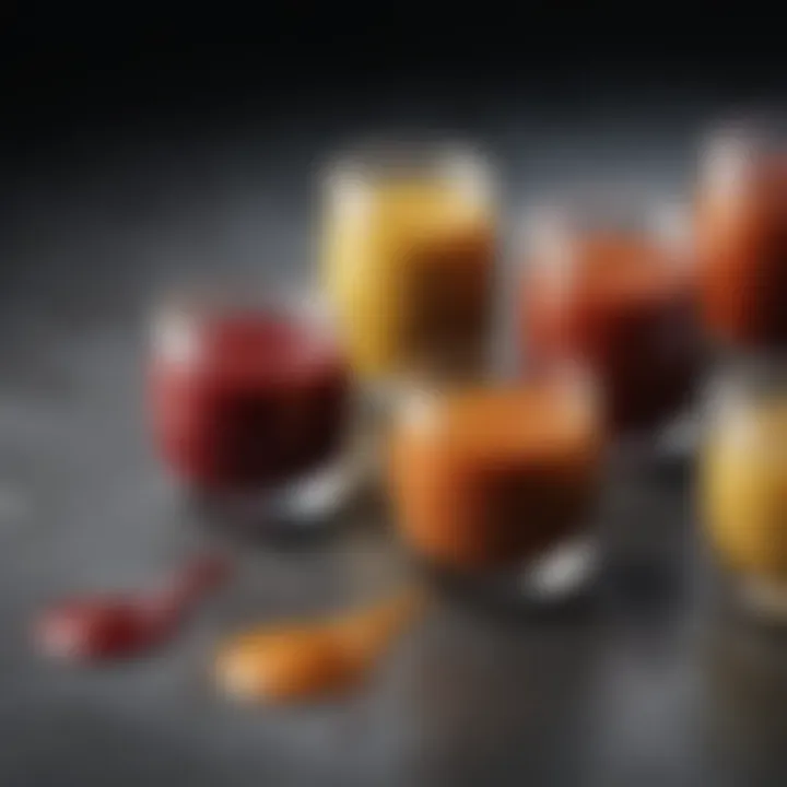 A vibrant array of sauces and dressings created using emulsifier technology.