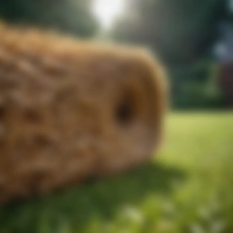 A lush lawn covered with a protective layer of straw