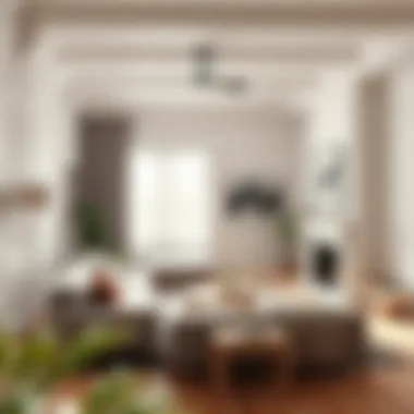 Contemporary living room showcasing white paneling