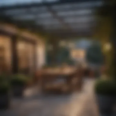 Cozy outdoor dining area under a pergola