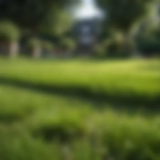 Vibrant lawn with freshly sown grass seeds