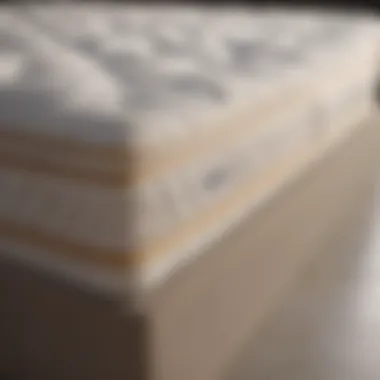 Close-up view of mattress materials showcasing foam layers and support features